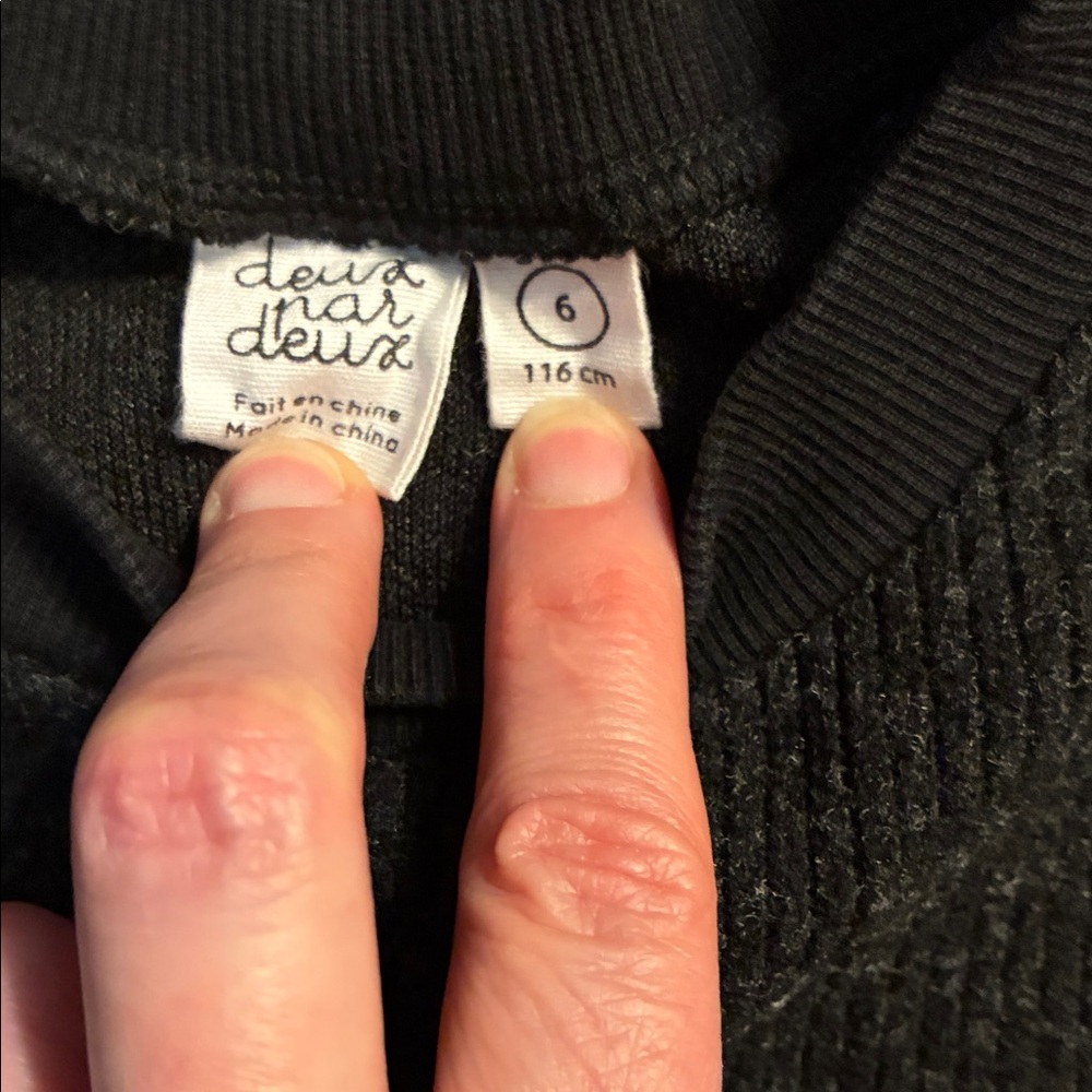 Deux Par  Deux Black Sweater with Pocket and elbow detail boys size 6 - Picture 2 of 9